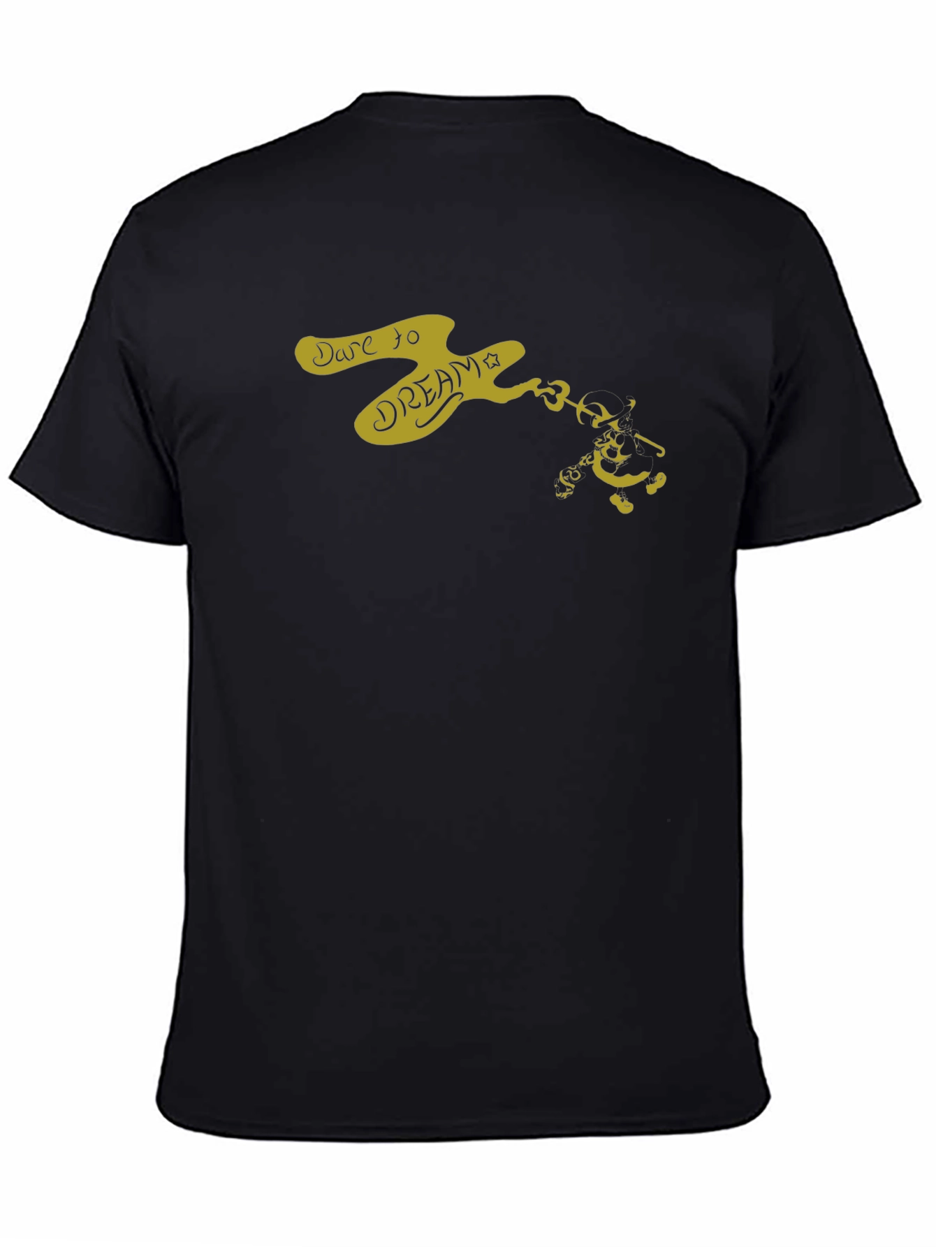 Dare to Dream Graphic Tee - Black Cotton Casual
