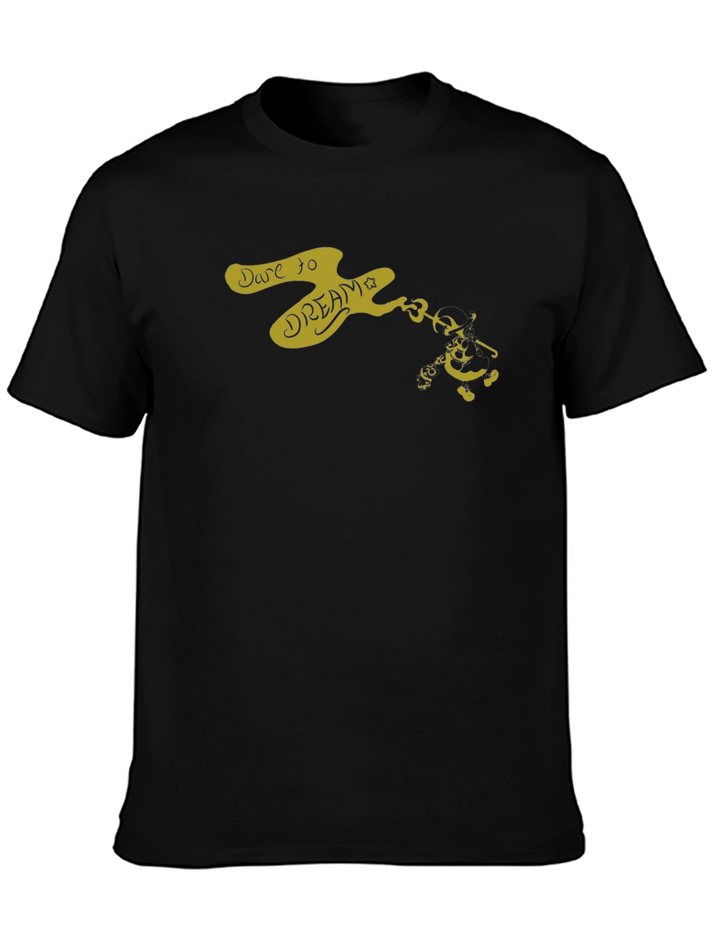 Dare to Dream Graphic Tee - Black Cotton Casual