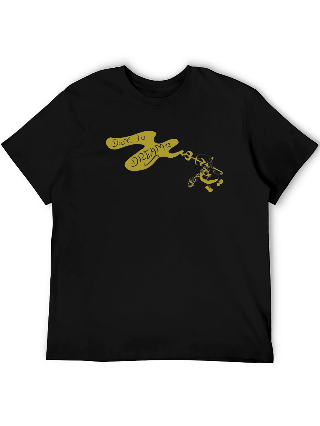 Dare to Dream Graphic Tee - Black Cotton Casual