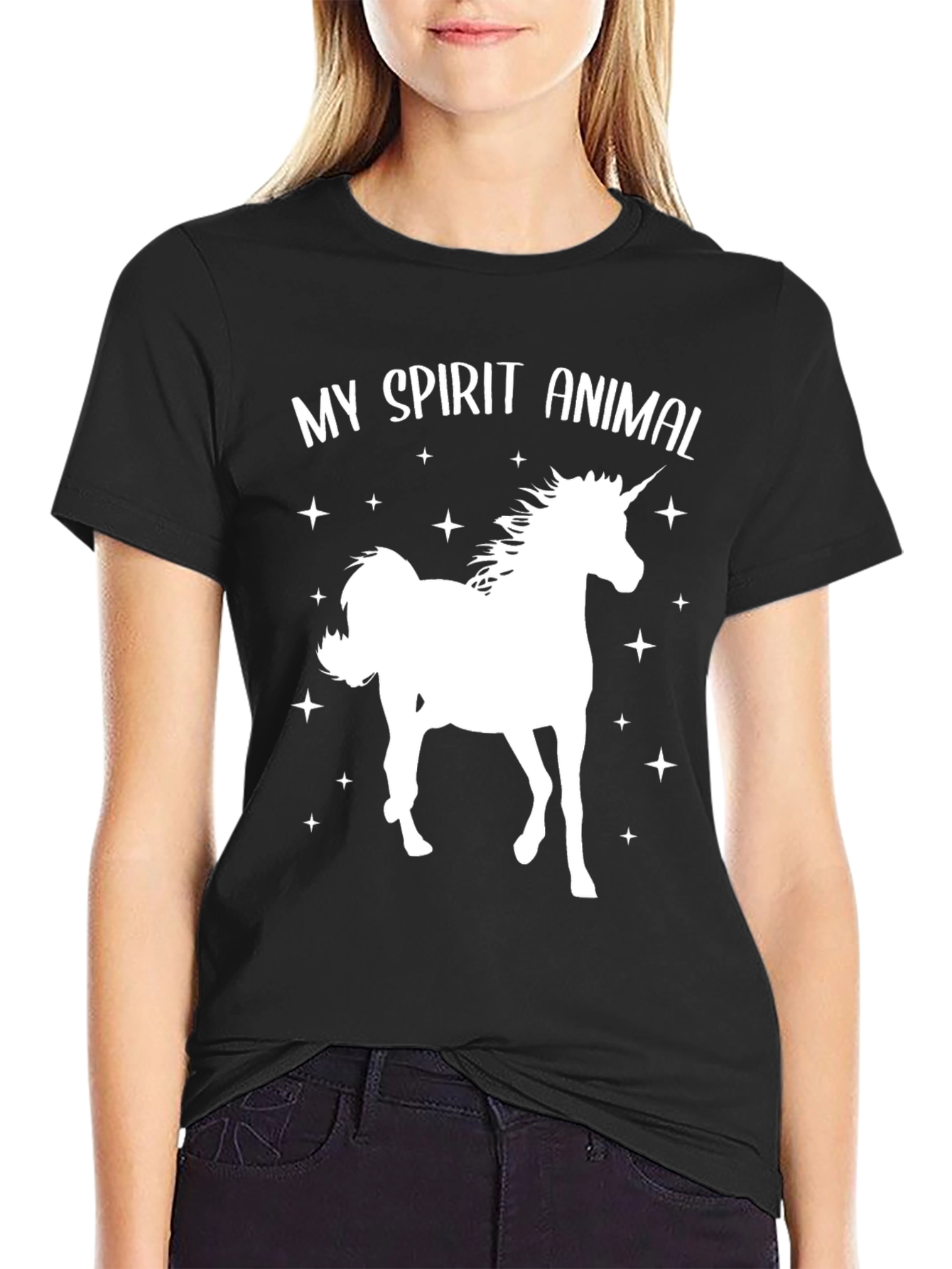 My Spirit Animal Unicorn Black Graphic T-Shirt
