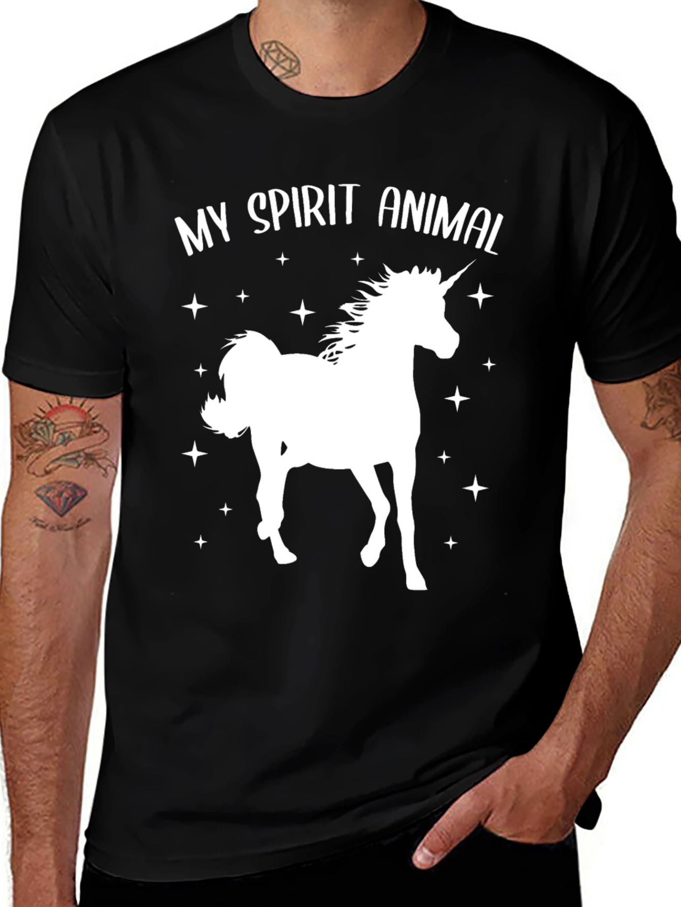 My Spirit Animal Unicorn Black Graphic T-Shirt