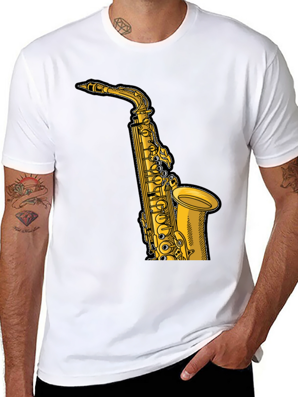 Saxophone Graphic T-Shirt - Black Musical Tee
