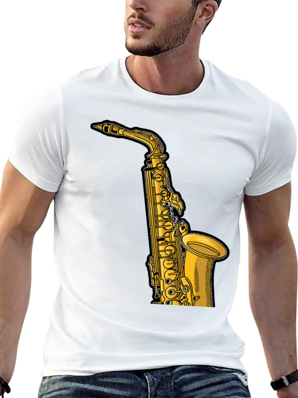 Saxophone Graphic T-Shirt - Black Musical Tee