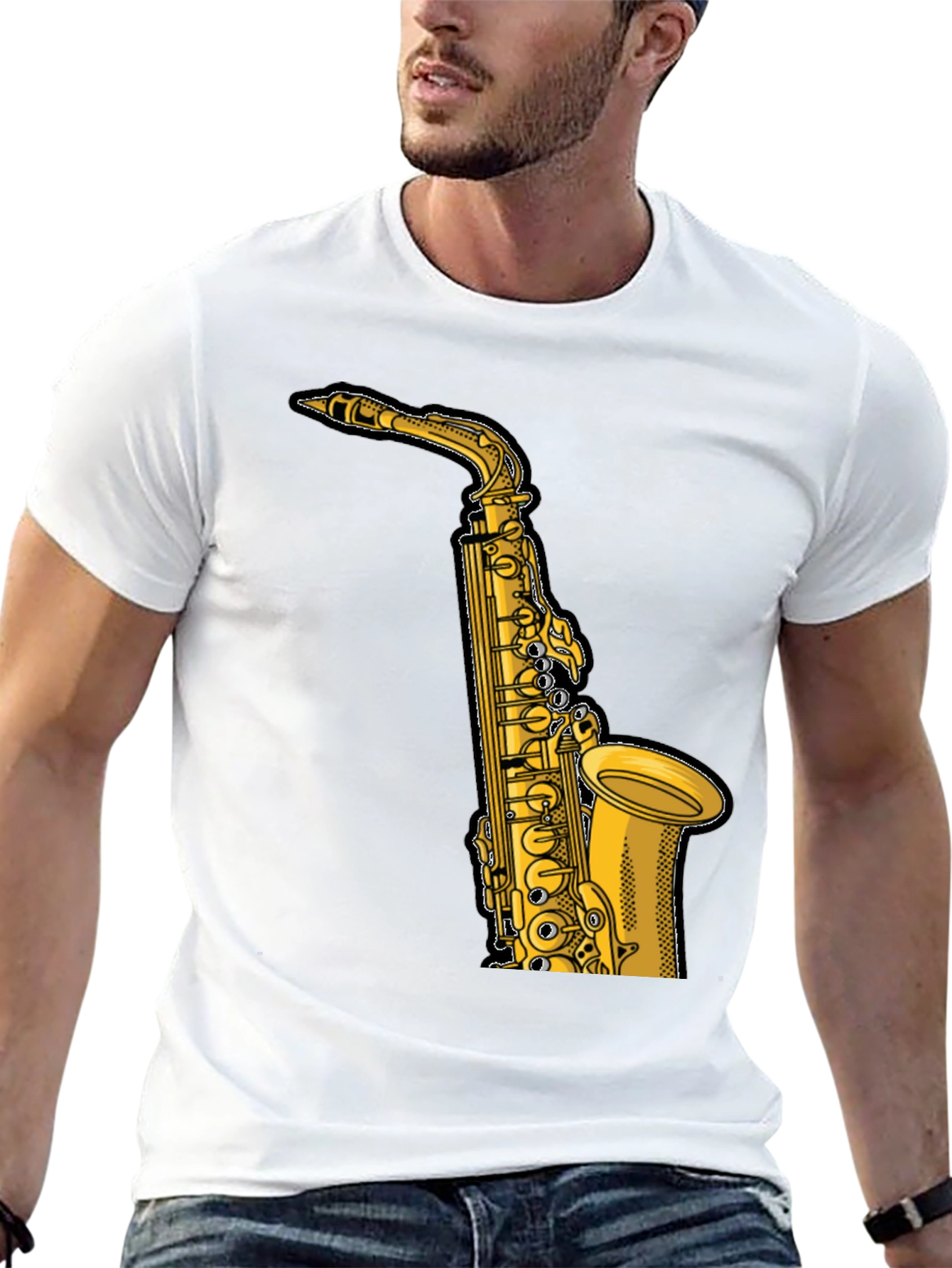 Saxophone Graphic T-Shirt - Black Musical Tee