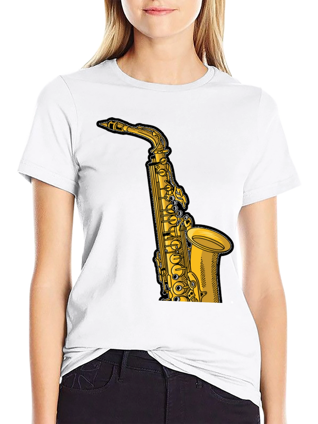 Saxophone Graphic T-Shirt - Black Musical Tee