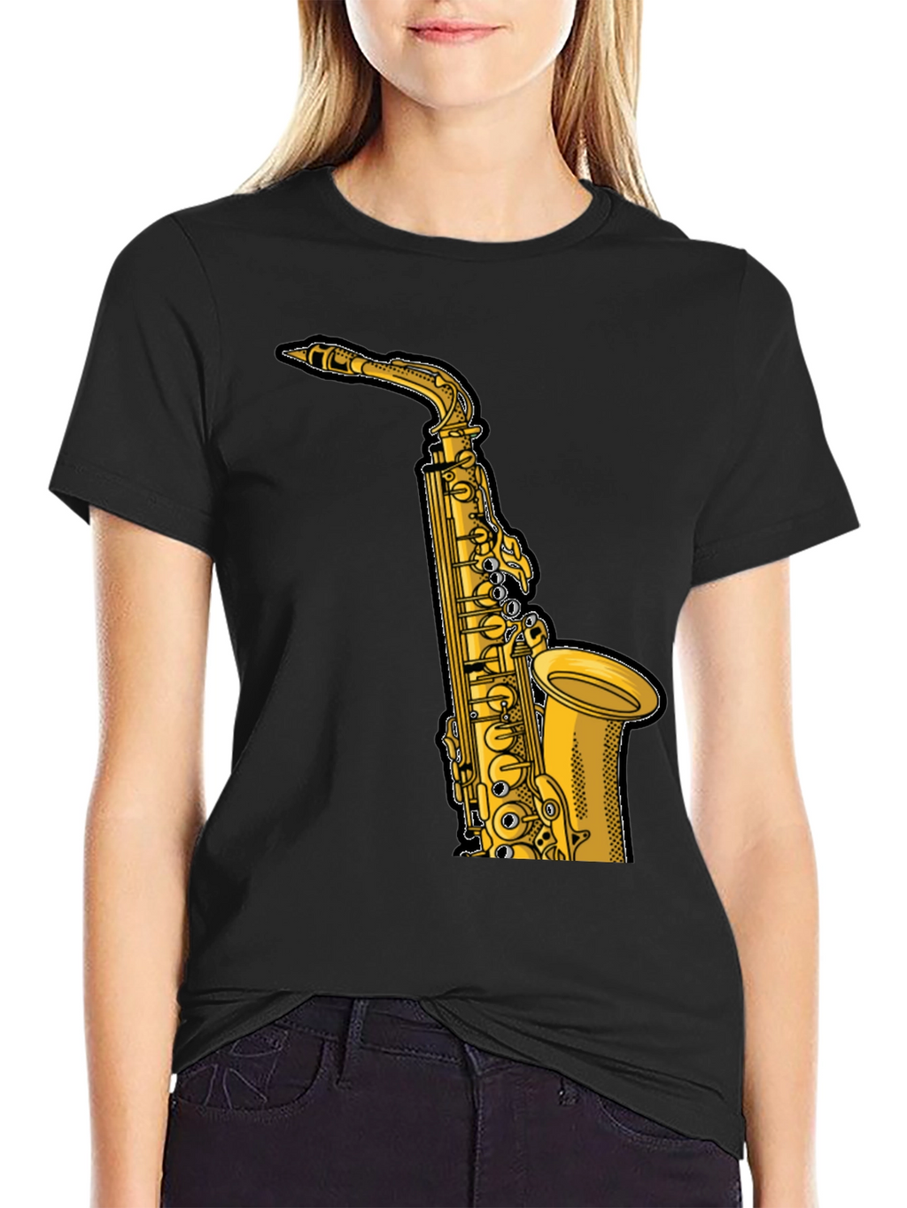 Saxophone Graphic T-Shirt - Black Musical Tee