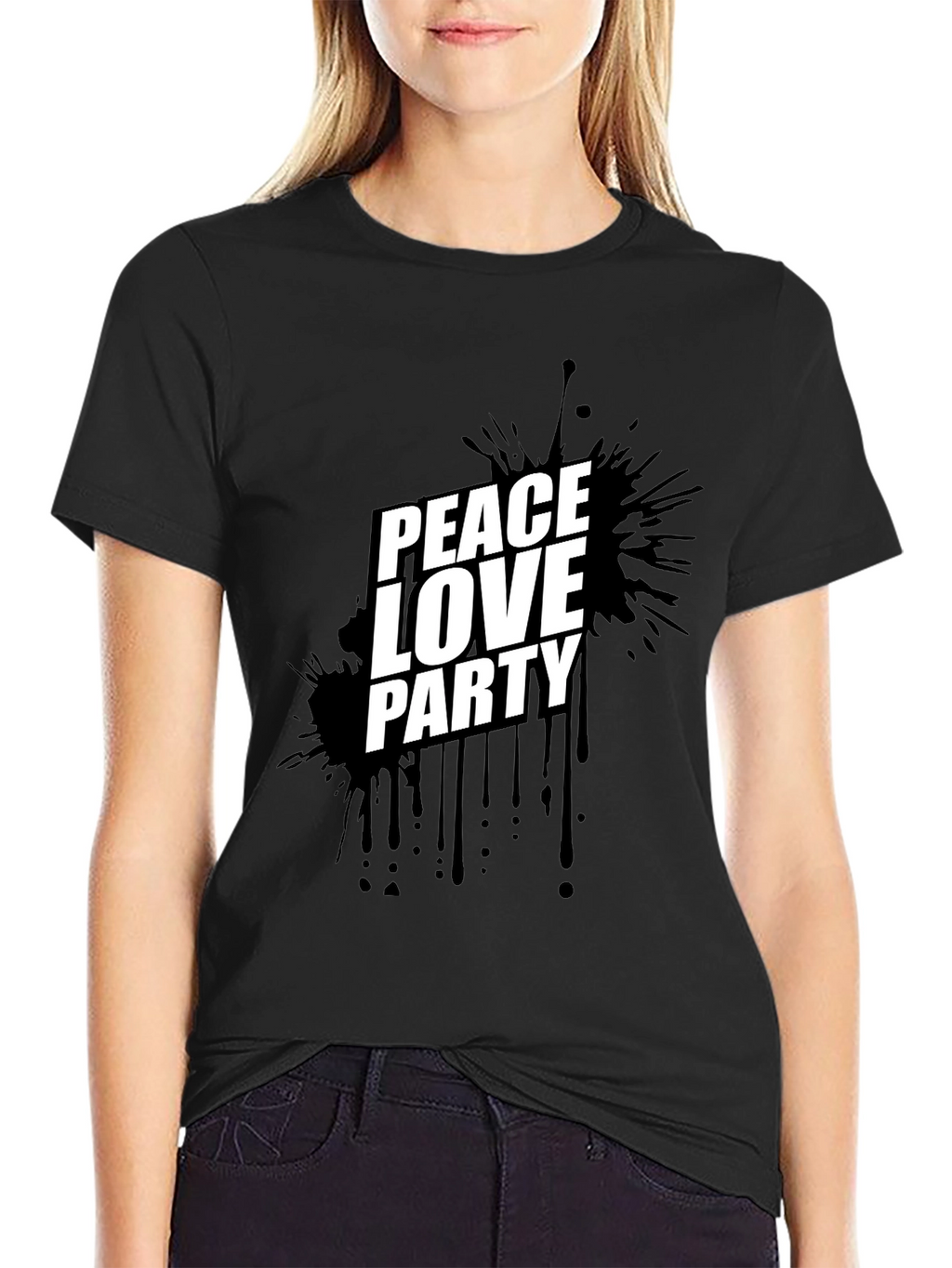Peace Love Party Black Graphic Tee