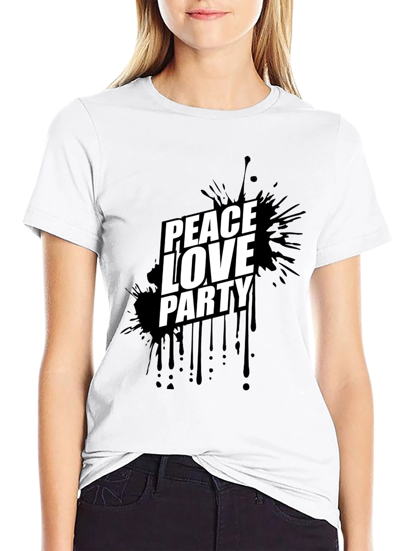 Peace Love Party Black Graphic Tee