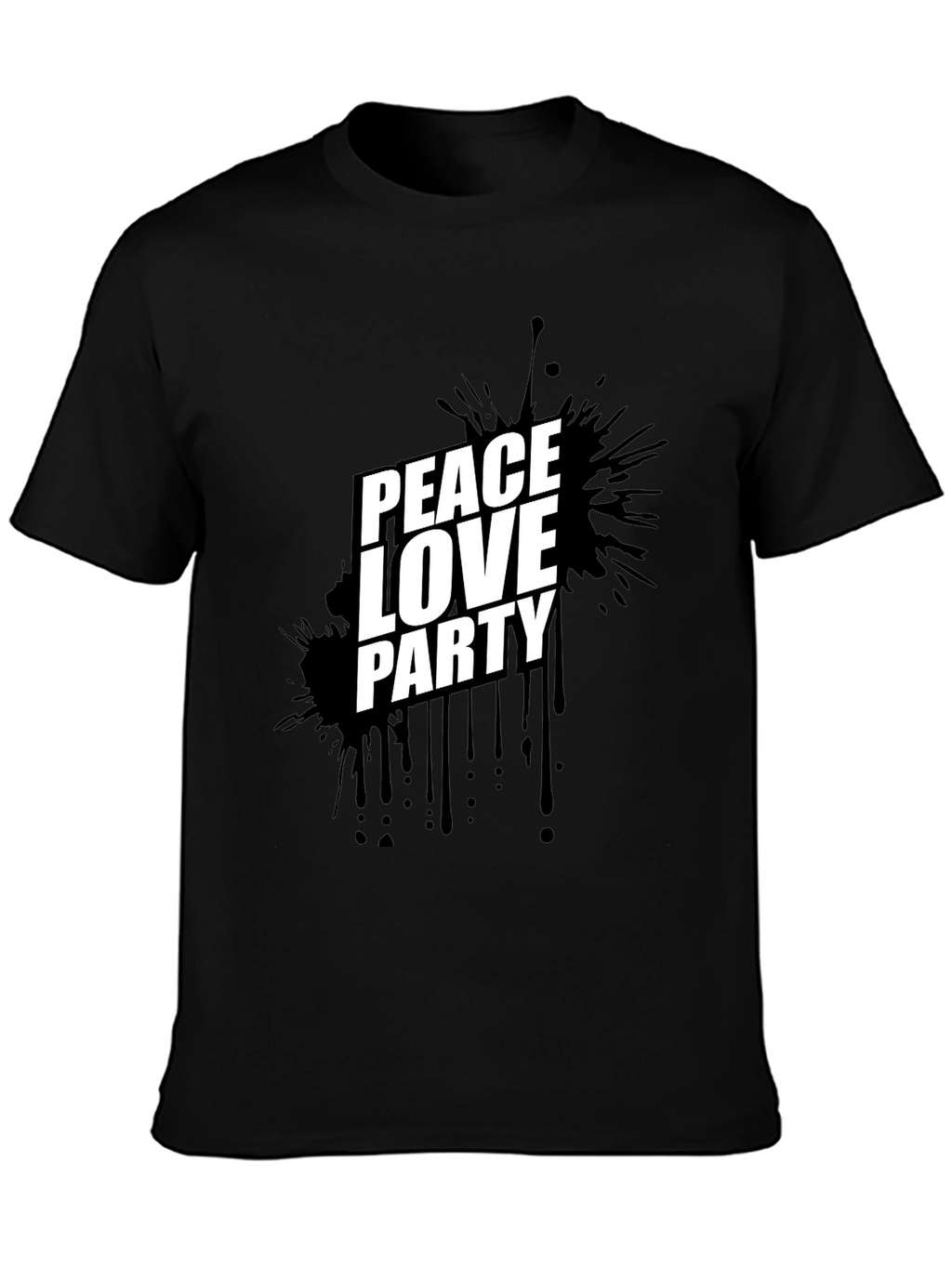 Peace Love Party Black Graphic Tee