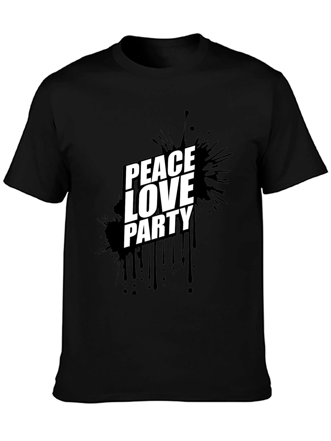 Peace Love Party Black Graphic Tee
