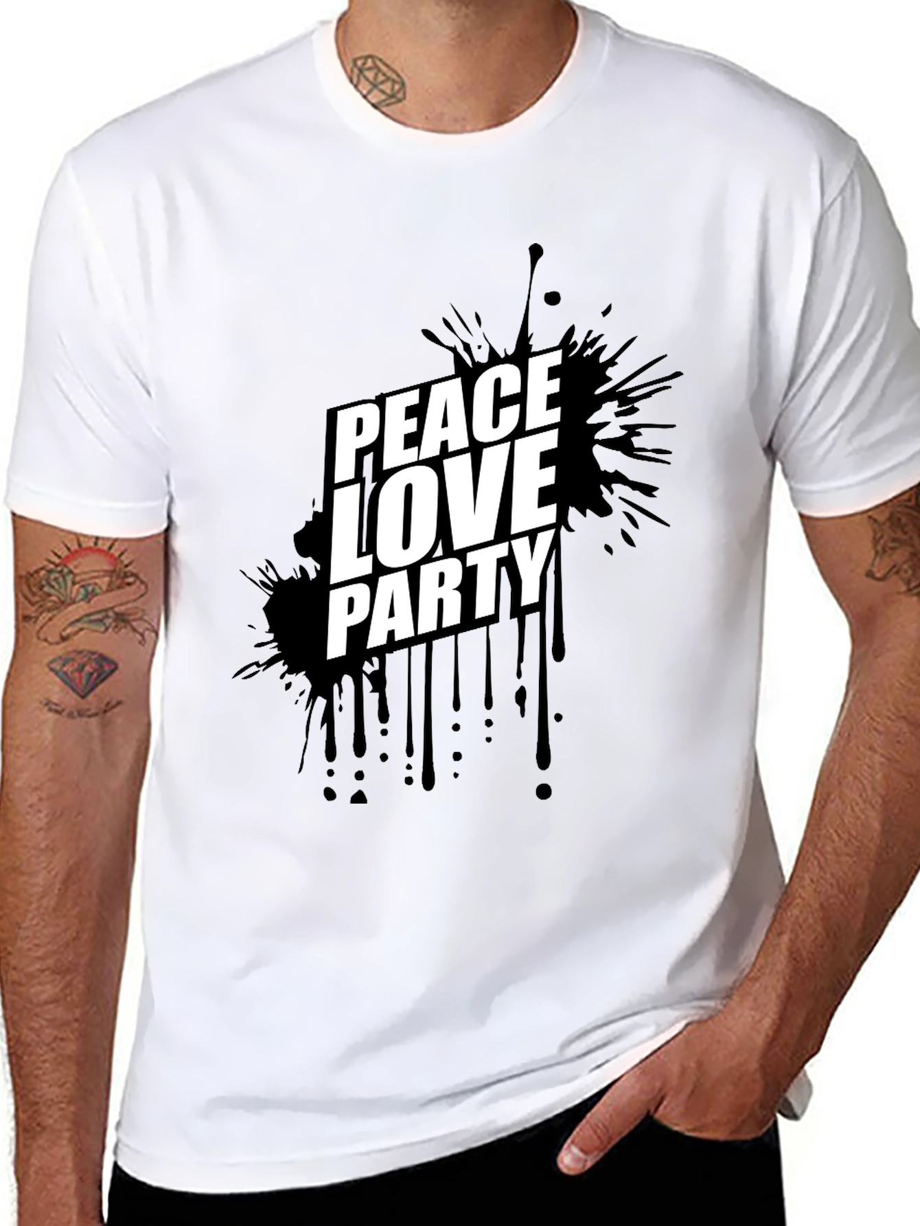 Peace Love Party Black Graphic Tee