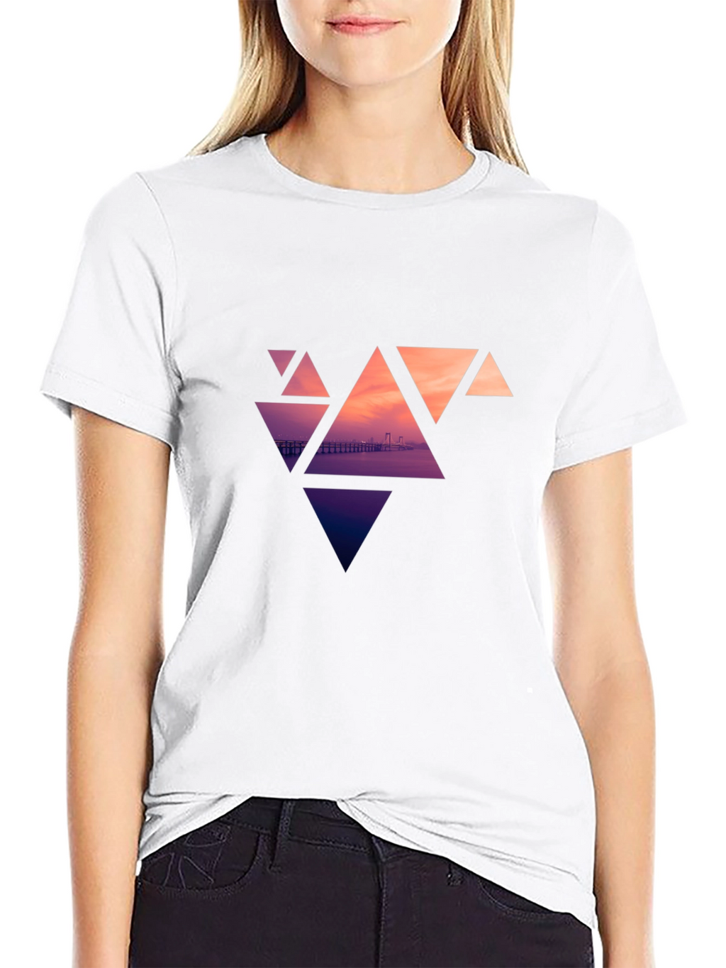 Geometric Sunset Graphic Tee - Modern Design