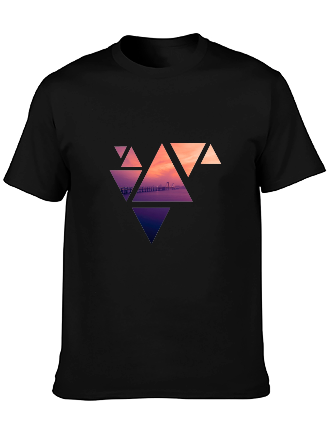 Geometric Sunset Graphic Tee - Modern Design