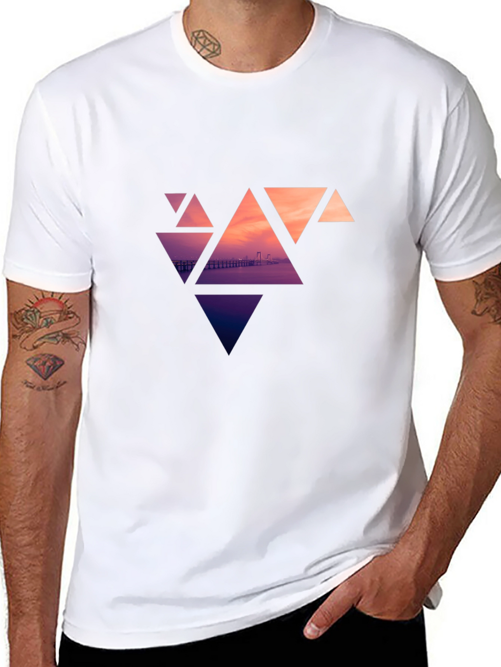 Geometric Sunset Graphic Tee - Modern Design