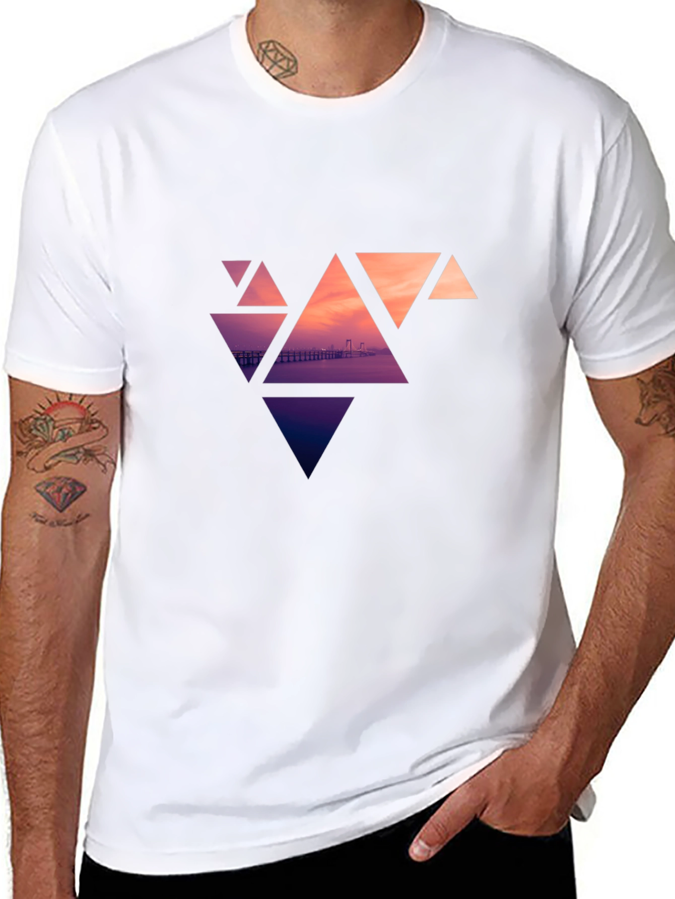 Geometric Sunset Graphic Tee - Modern Design