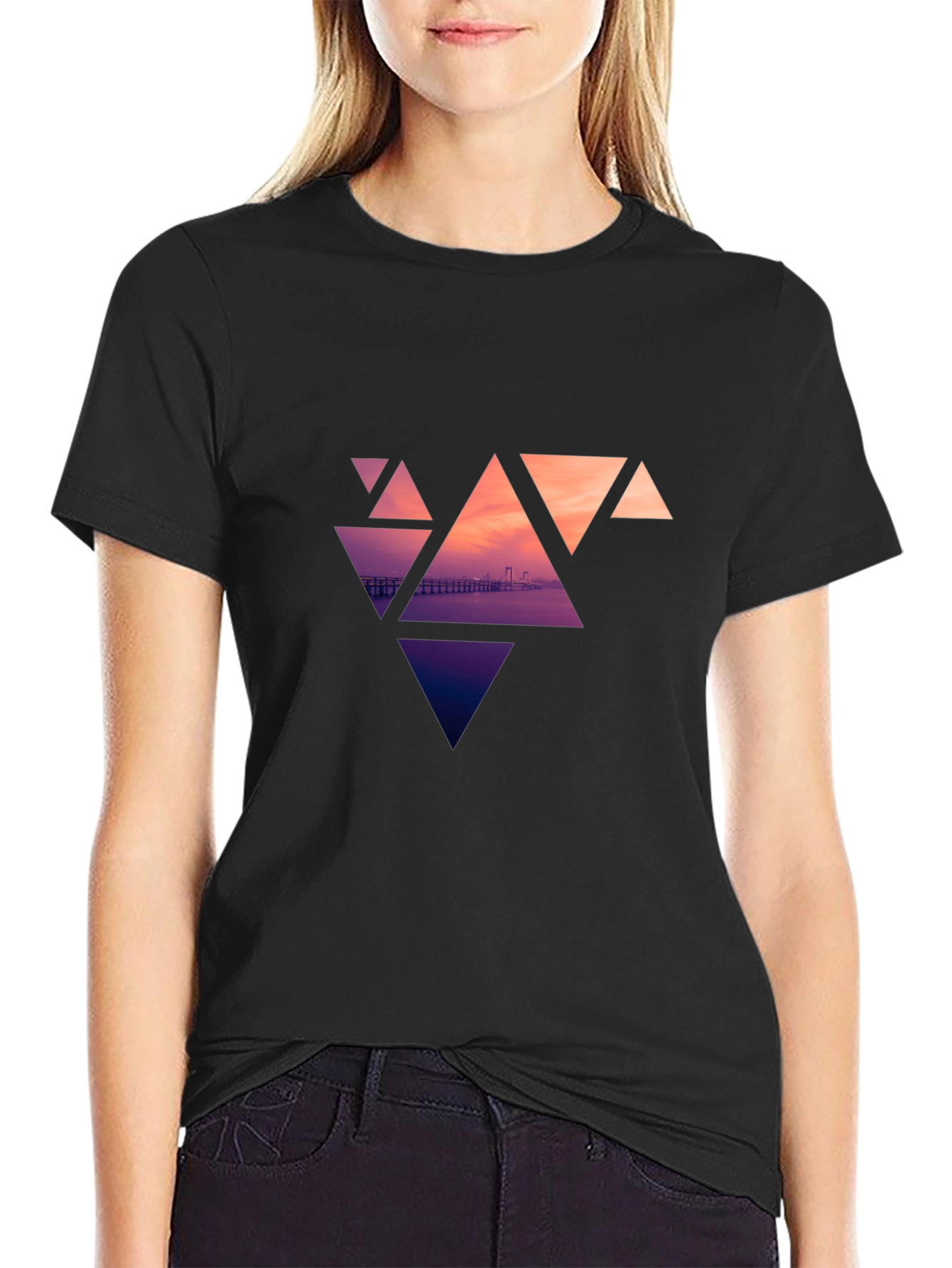 Geometric Sunset Graphic Tee - Modern Design