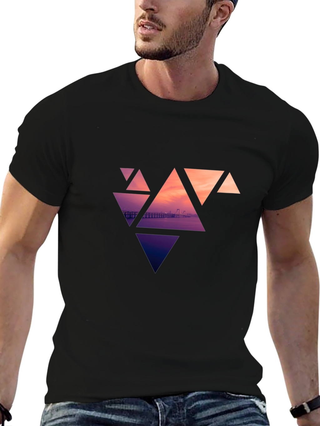 Geometric Sunset Graphic Tee - Modern Design