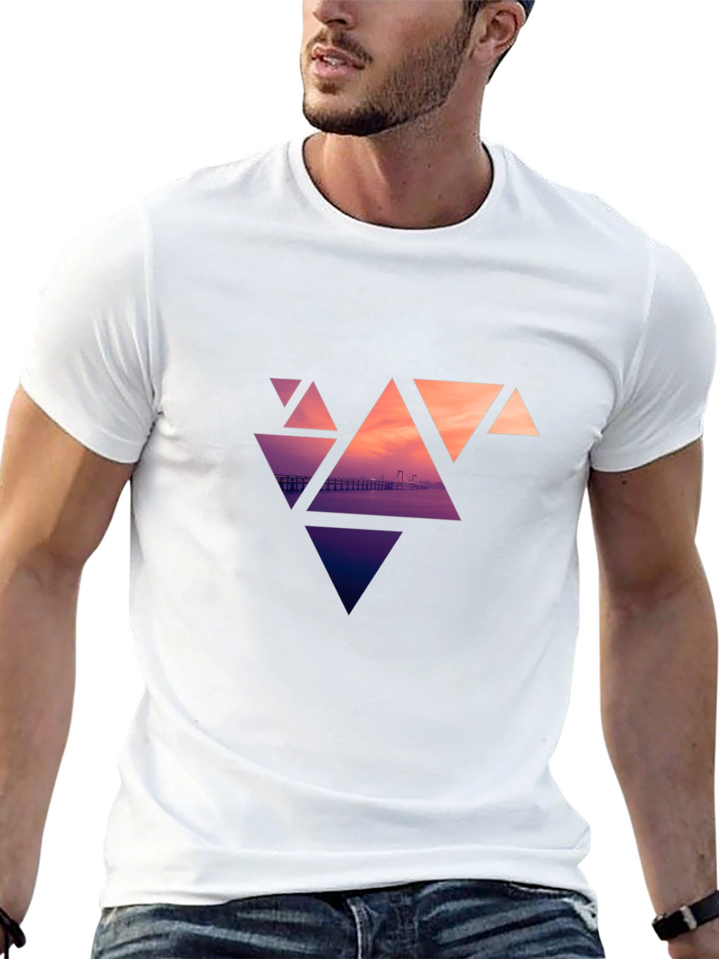 Geometric Sunset Graphic Tee - Modern Design