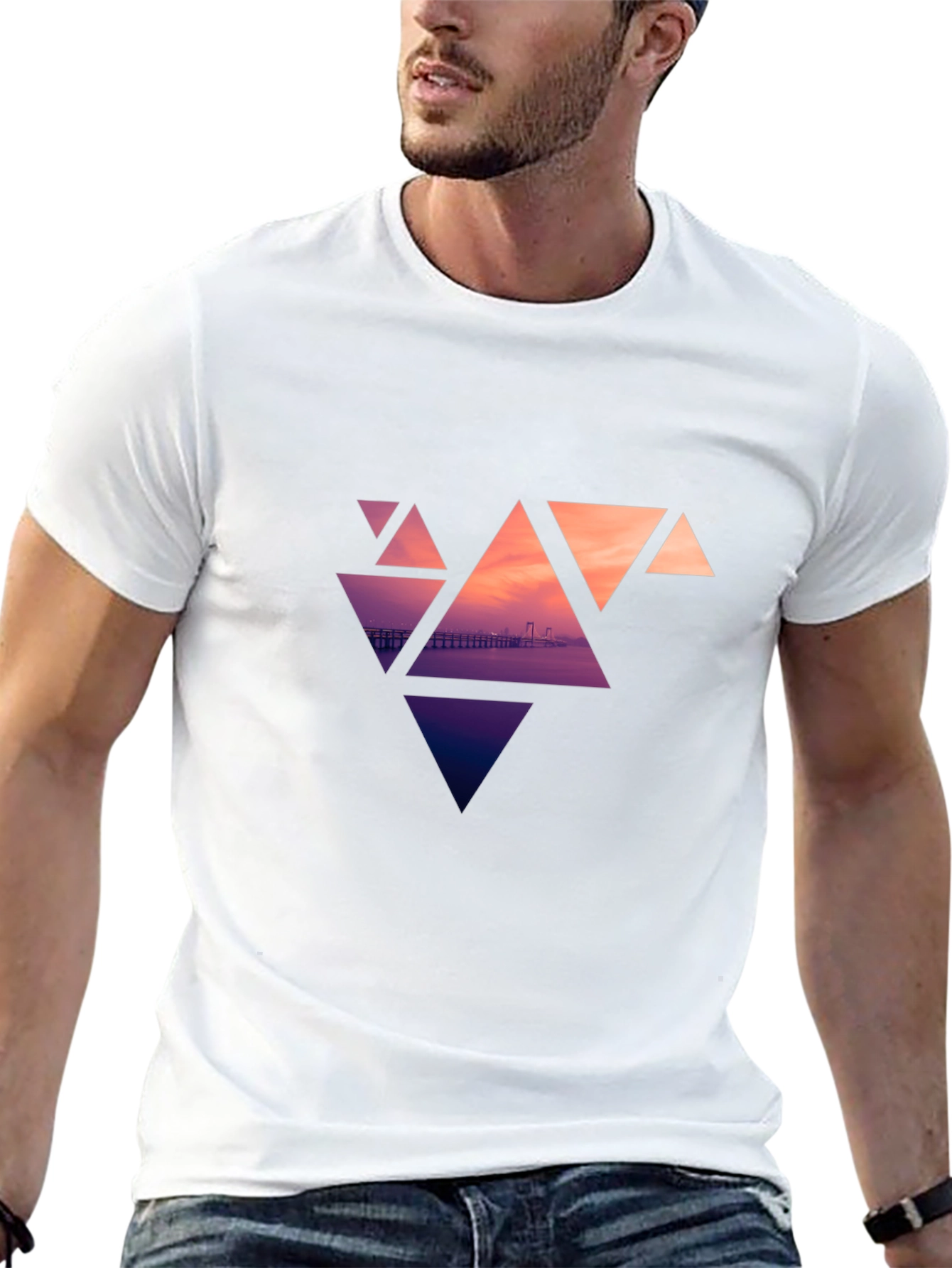 Geometric Sunset Graphic Tee - Modern Design