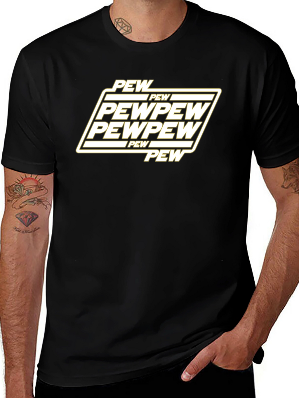 Pew Pew Graphic T-Shirt - Black Cotton Blend