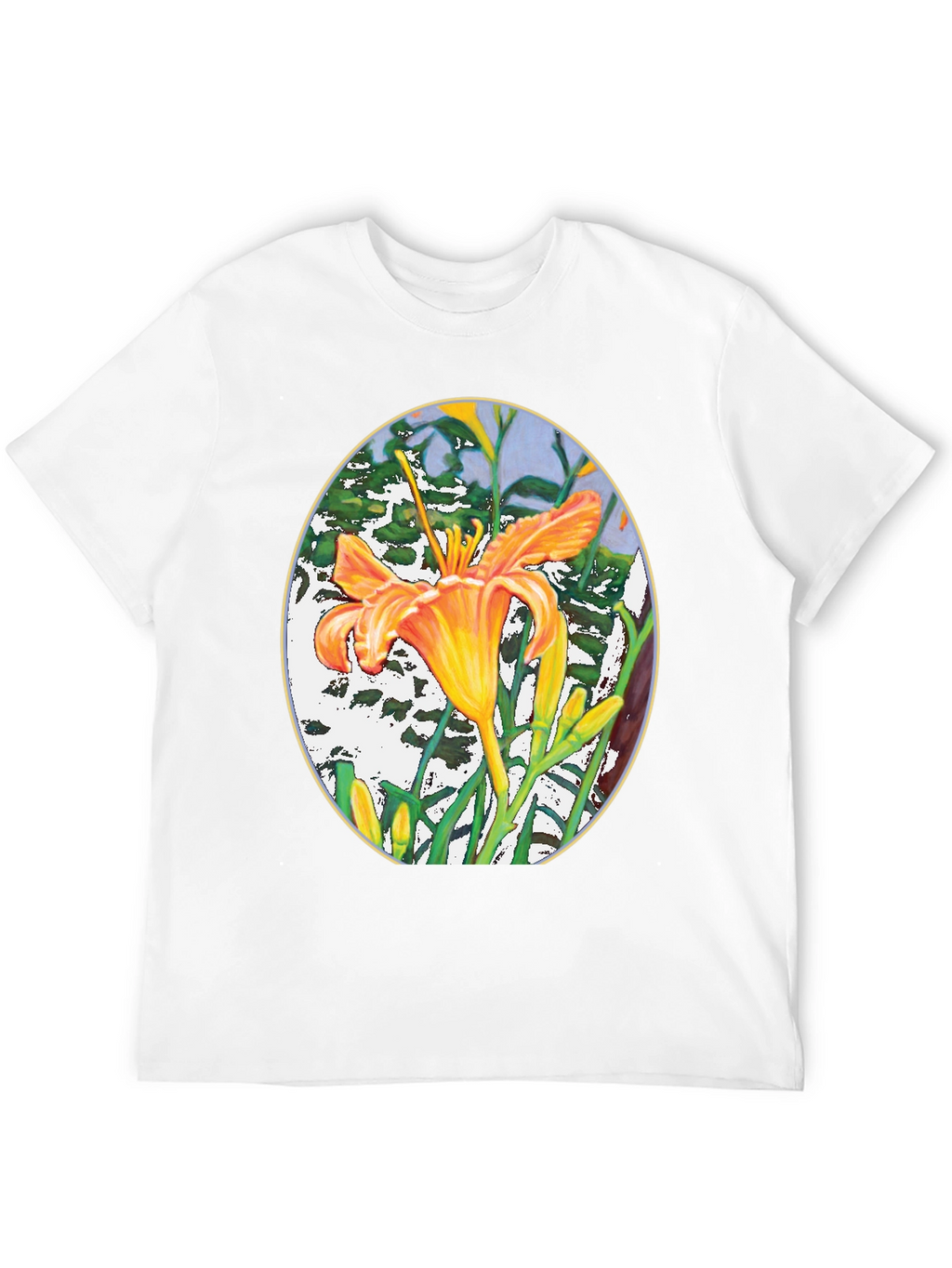 Floral Lily Graphic Print Black T-Shirt