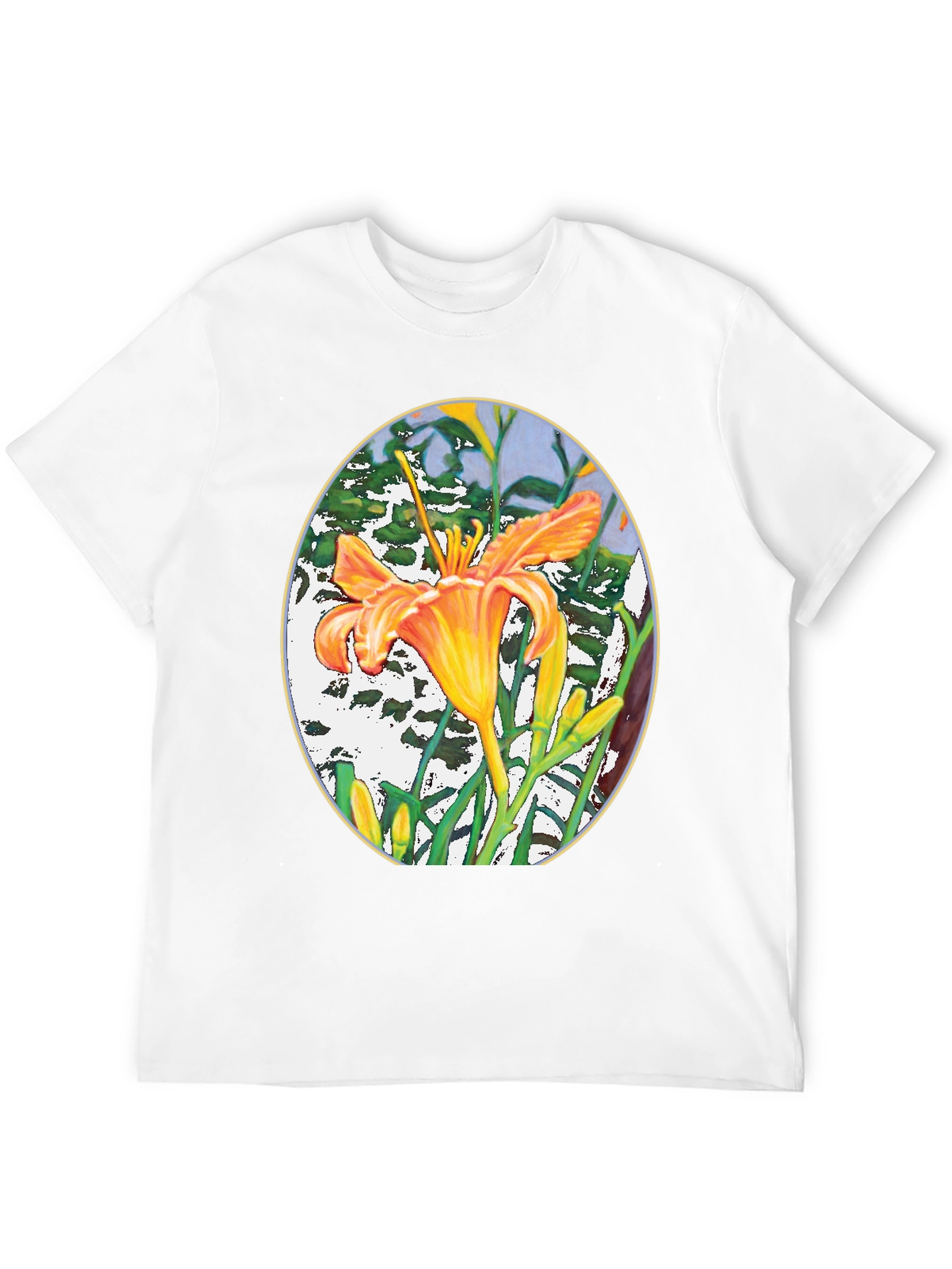 Floral Lily Graphic Print Black T-Shirt
