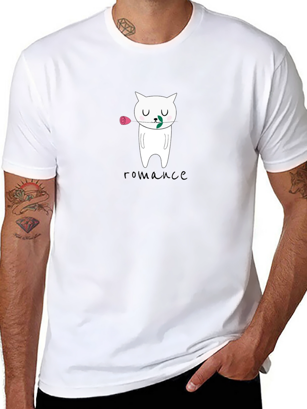 Romantic Cat Graphic T-Shirt - Cute Valentines Day Tee