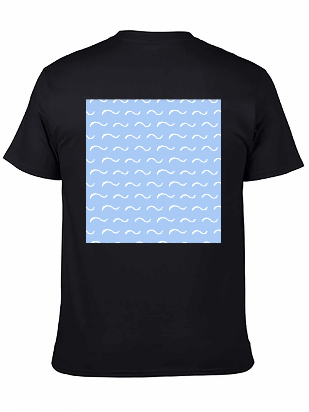 Ocean Wave Pattern Black T-Shirt for Men