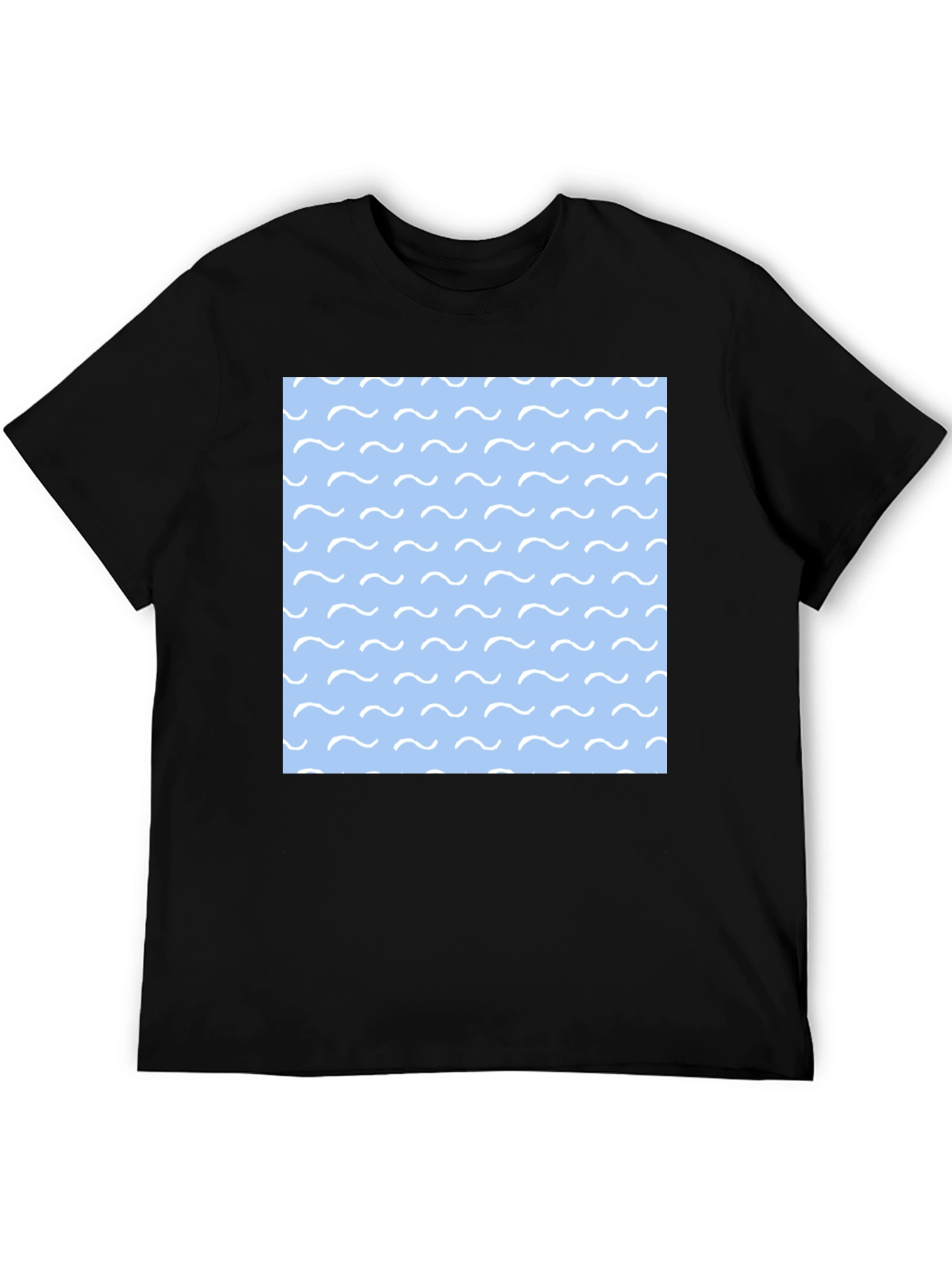 Ocean Wave Pattern Black T-Shirt for Men