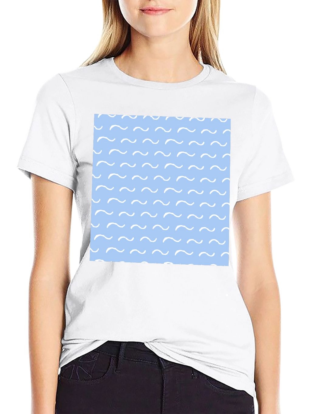 Ocean Wave Pattern Black T-Shirt for Men