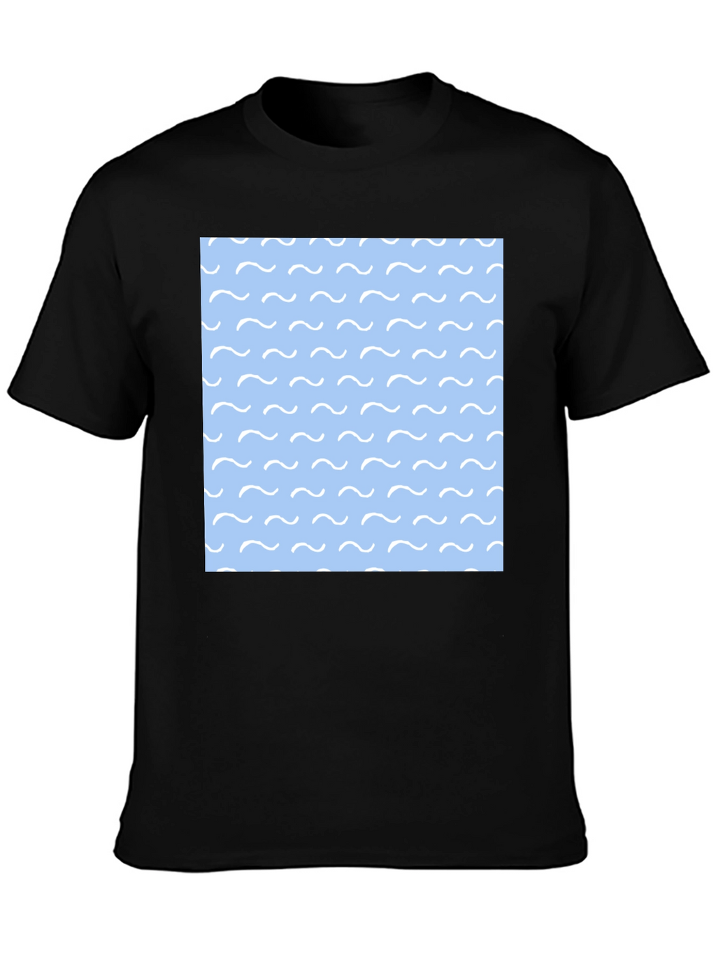 Ocean Wave Pattern Black T-Shirt for Men