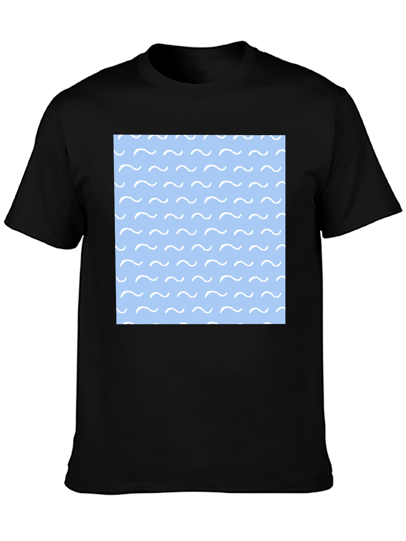 Ocean Wave Pattern Black T-Shirt for Men