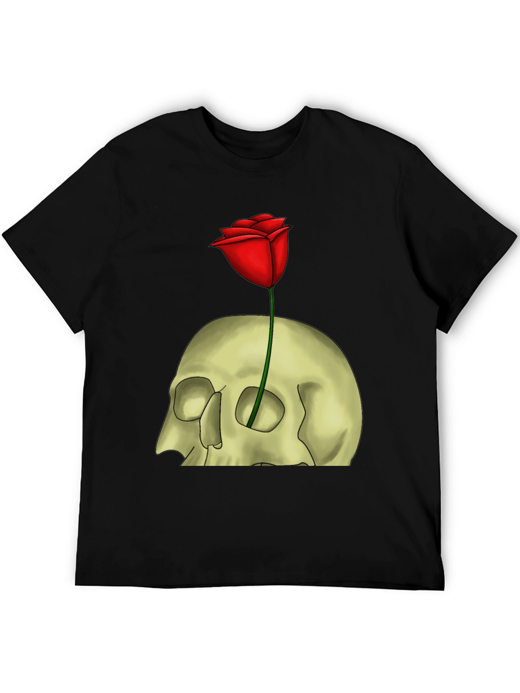 Skull & Rose Graphic T-Shirt - Edgy Style