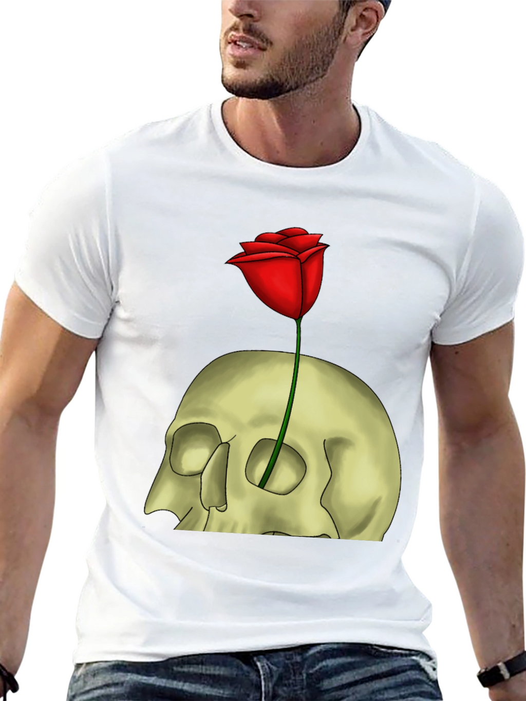 Skull & Rose Graphic T-Shirt - Edgy Style