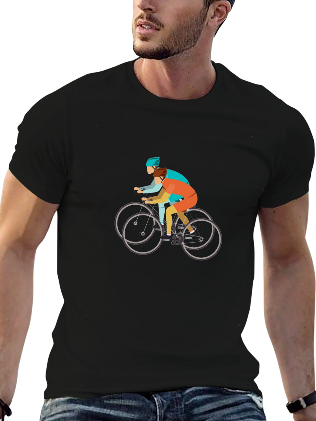 Cycling Tandem Black T-Shirt