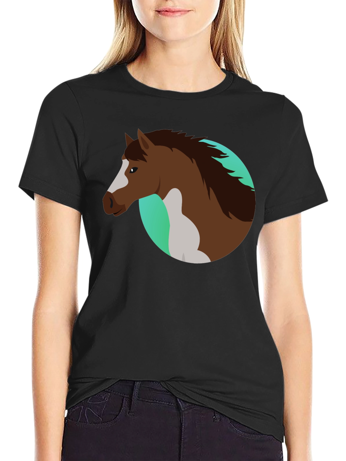 Horse Graphic Black T-Shirt - Equestrian Style