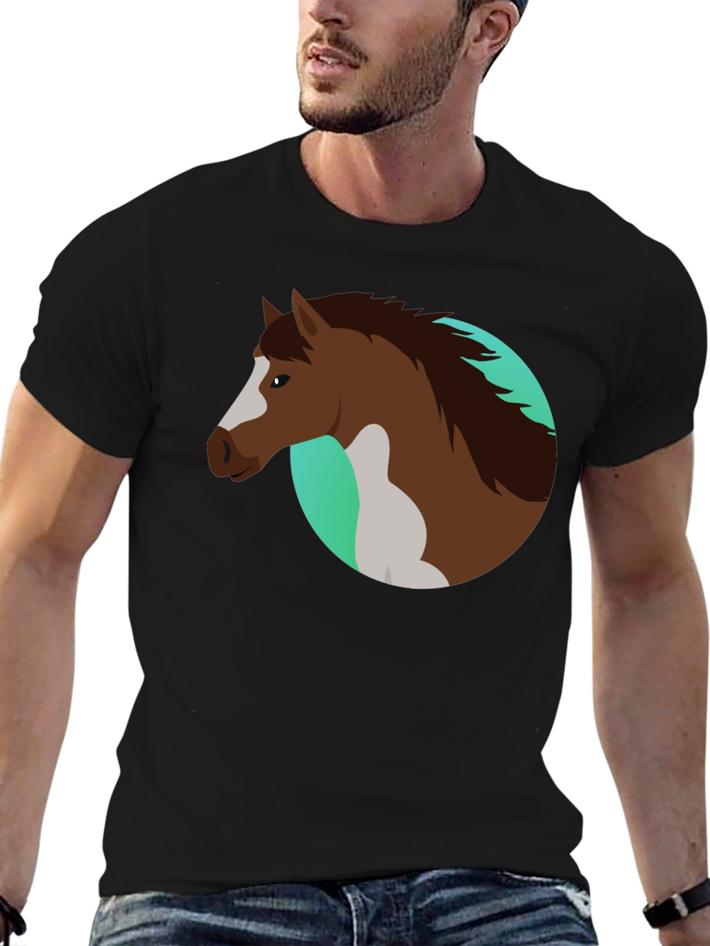 Horse Graphic Black T-Shirt - Equestrian Style