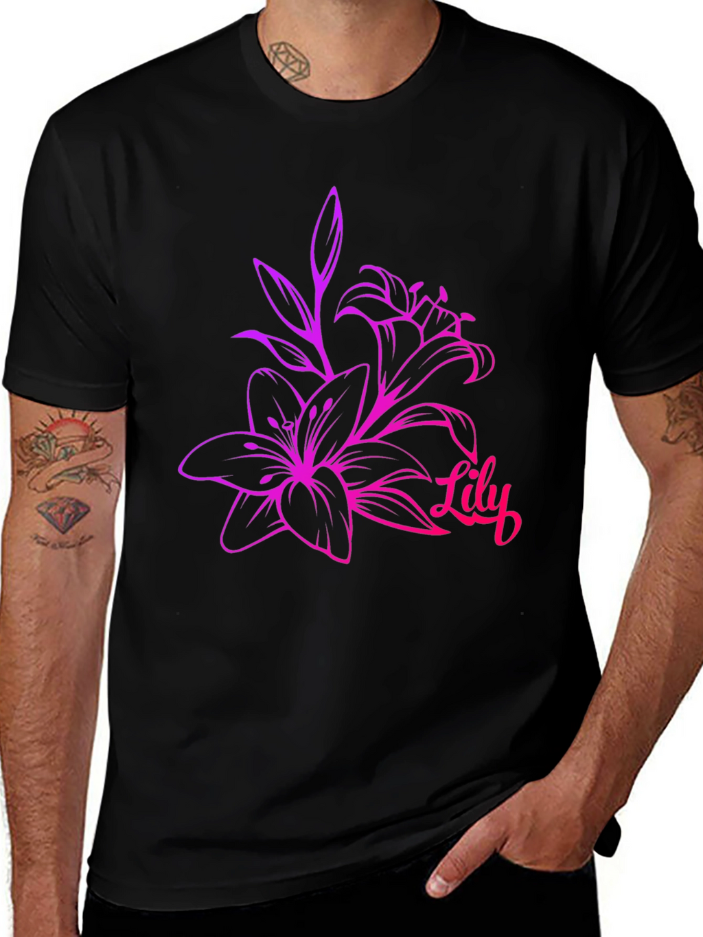 Lily Flower Graphic Tee - Trendy Floral Design