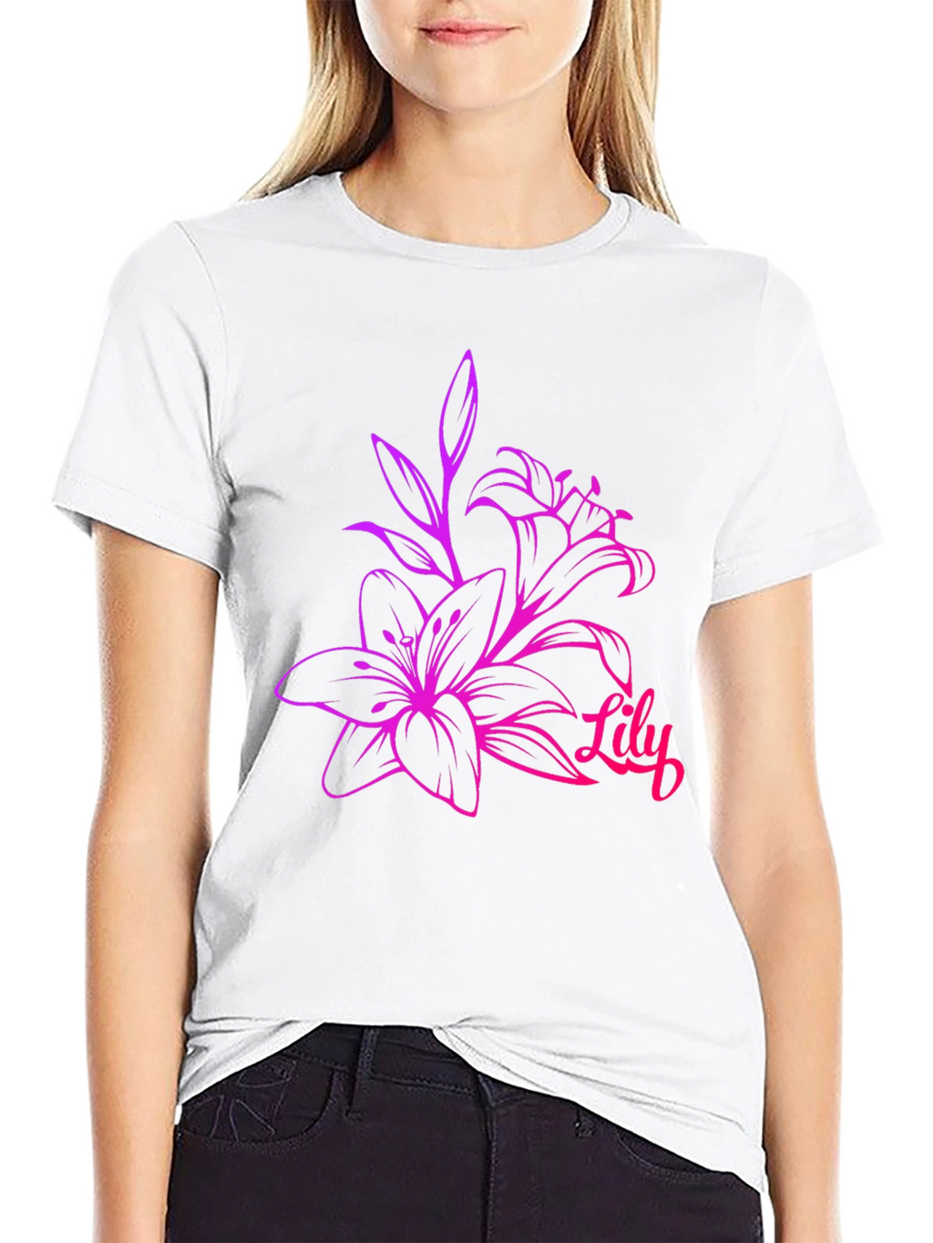 Lily Flower Graphic Tee - Trendy Floral Design