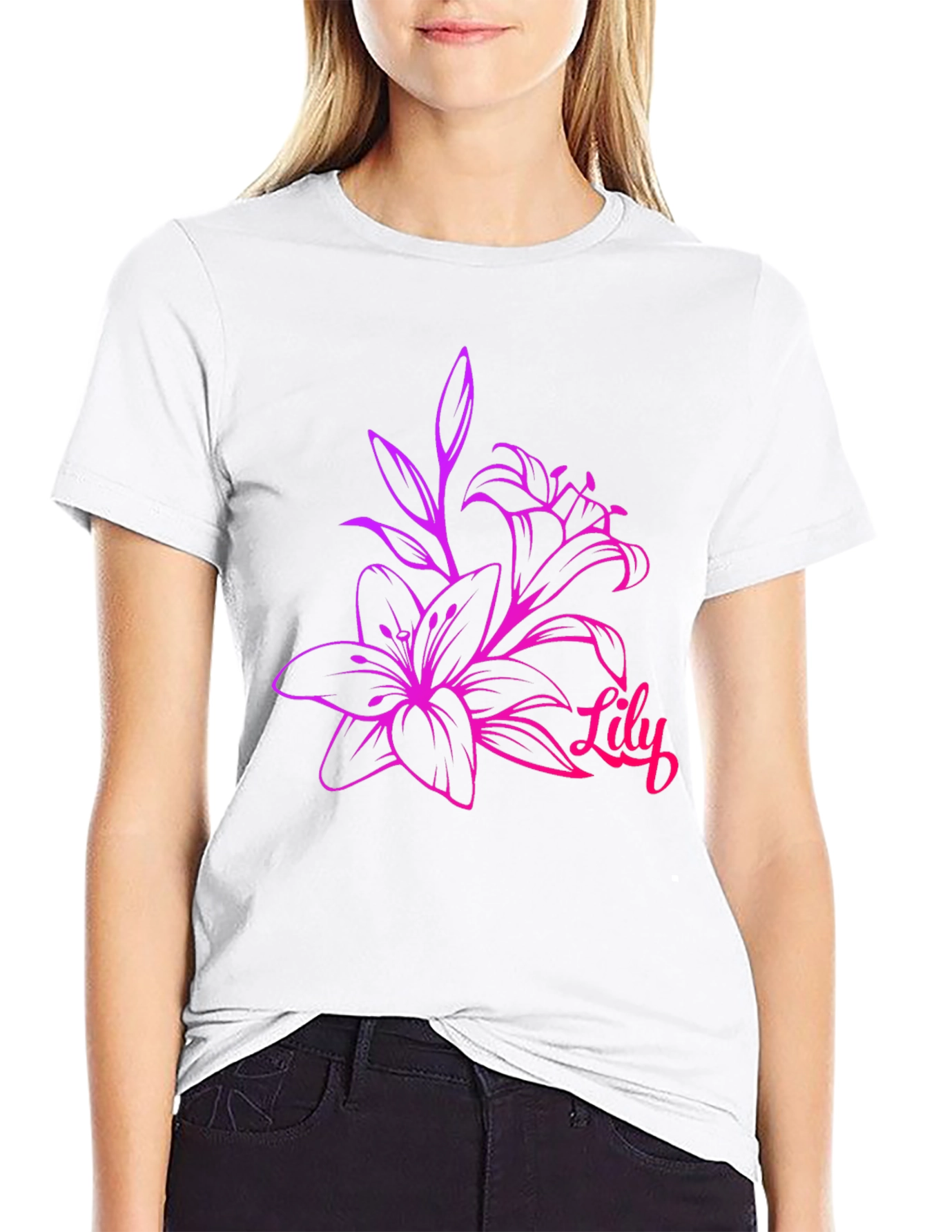 Lily Flower Graphic Tee - Trendy Floral Design