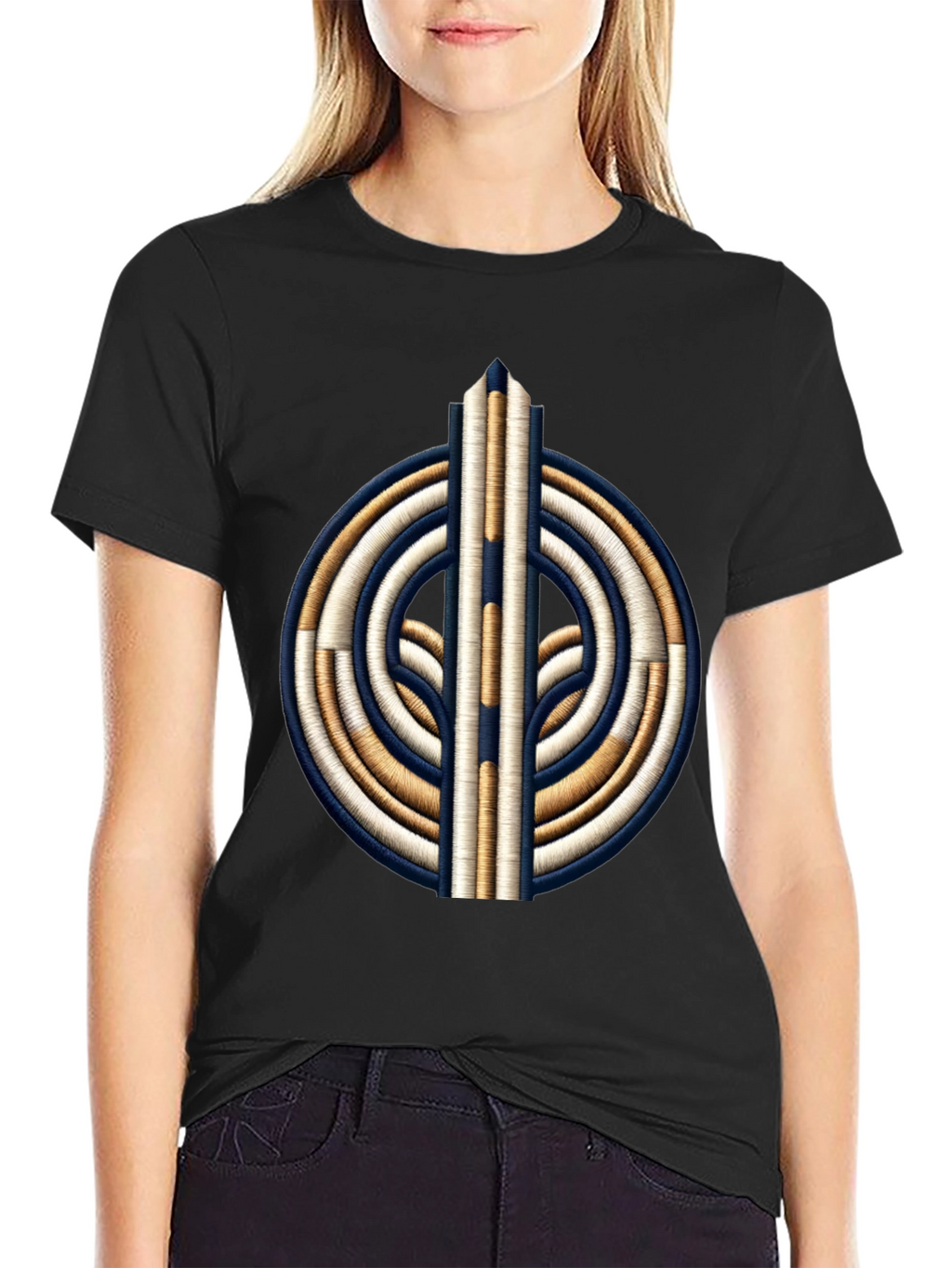 Embroidered Graphic T-Shirt - Black