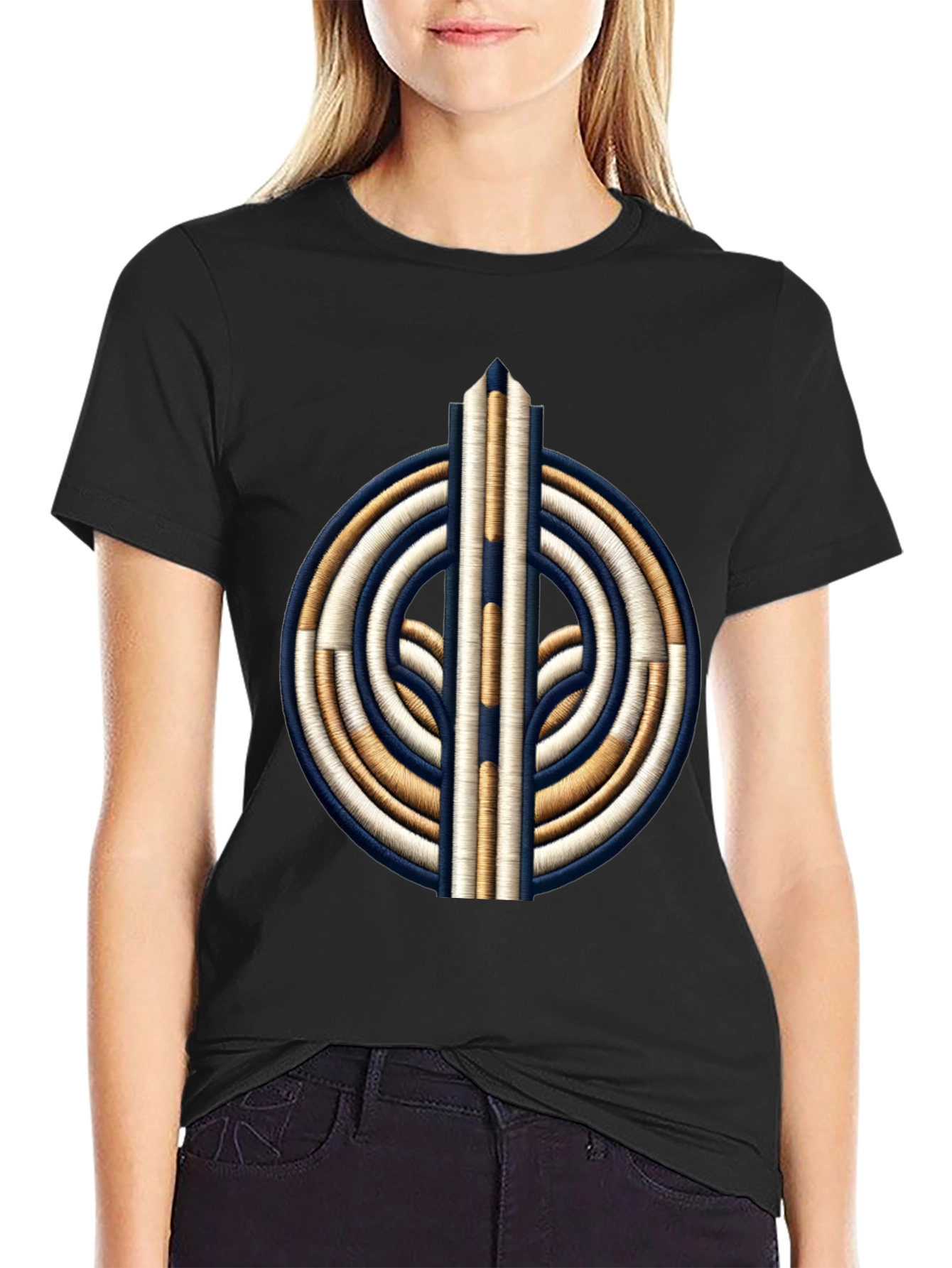 Embroidered Graphic T-Shirt - Black