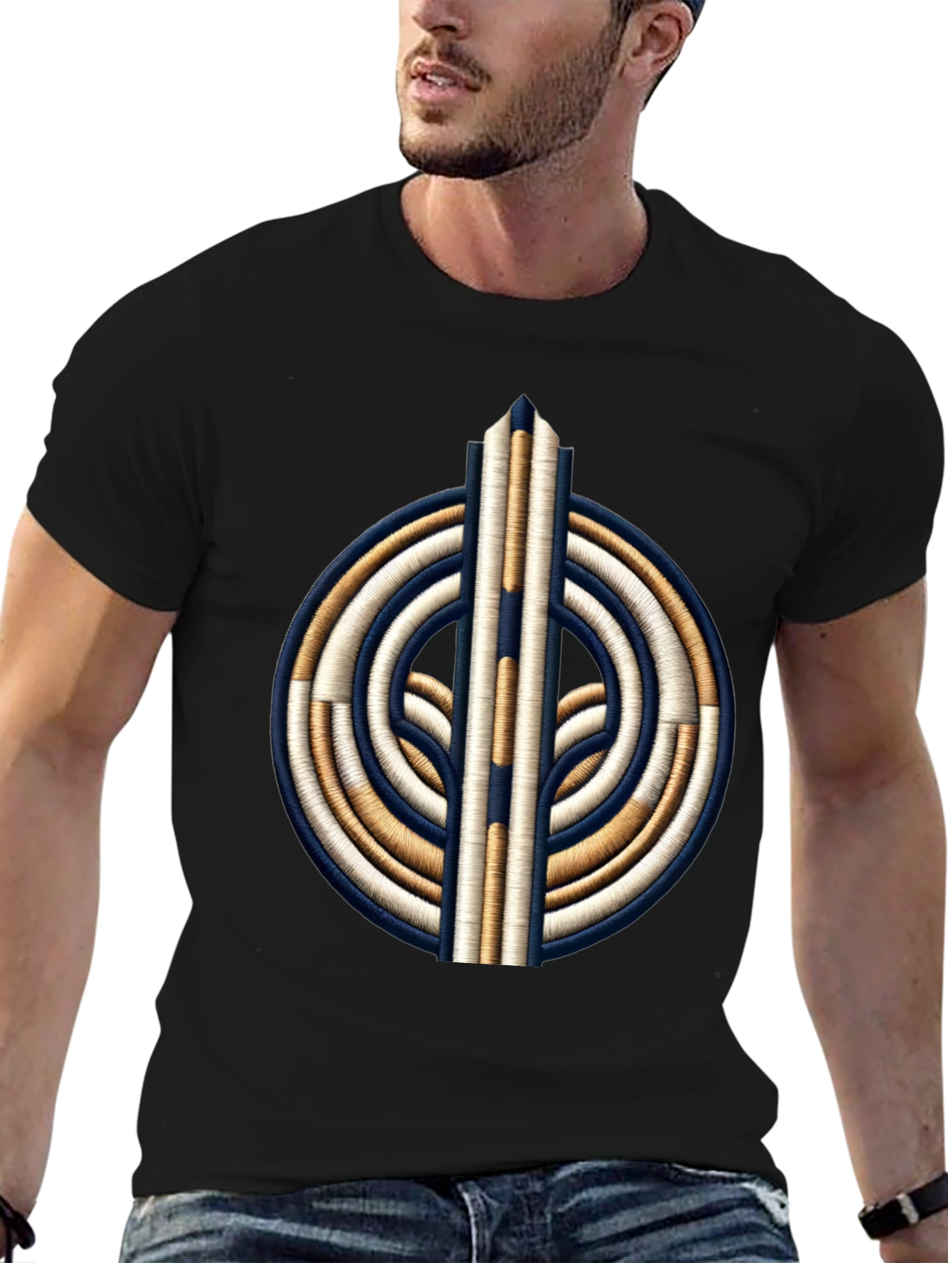 Embroidered Graphic T-Shirt - Black