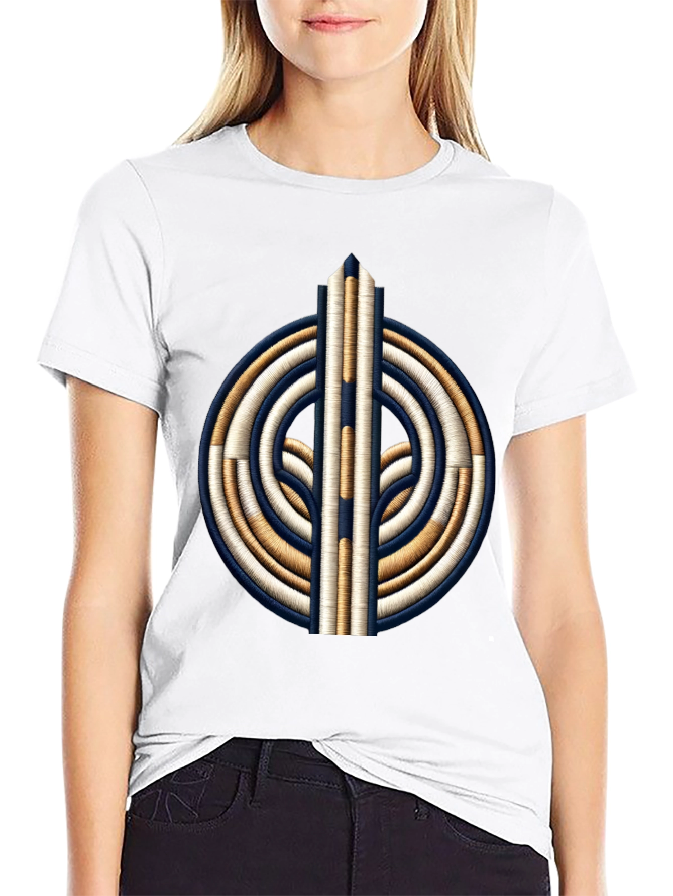 Embroidered Graphic T-Shirt - Black