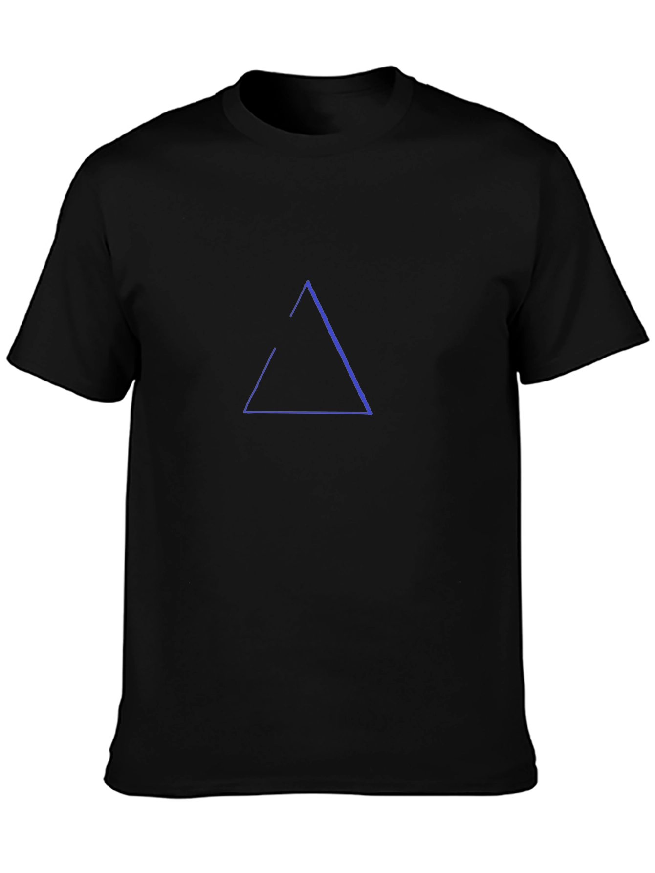 Minimalist Blue Triangle Graphic Black T-Shirt