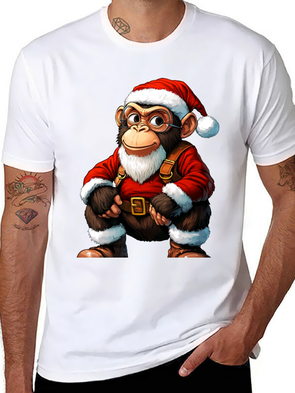Santa Monkey T-Shirt - Holiday Cheer