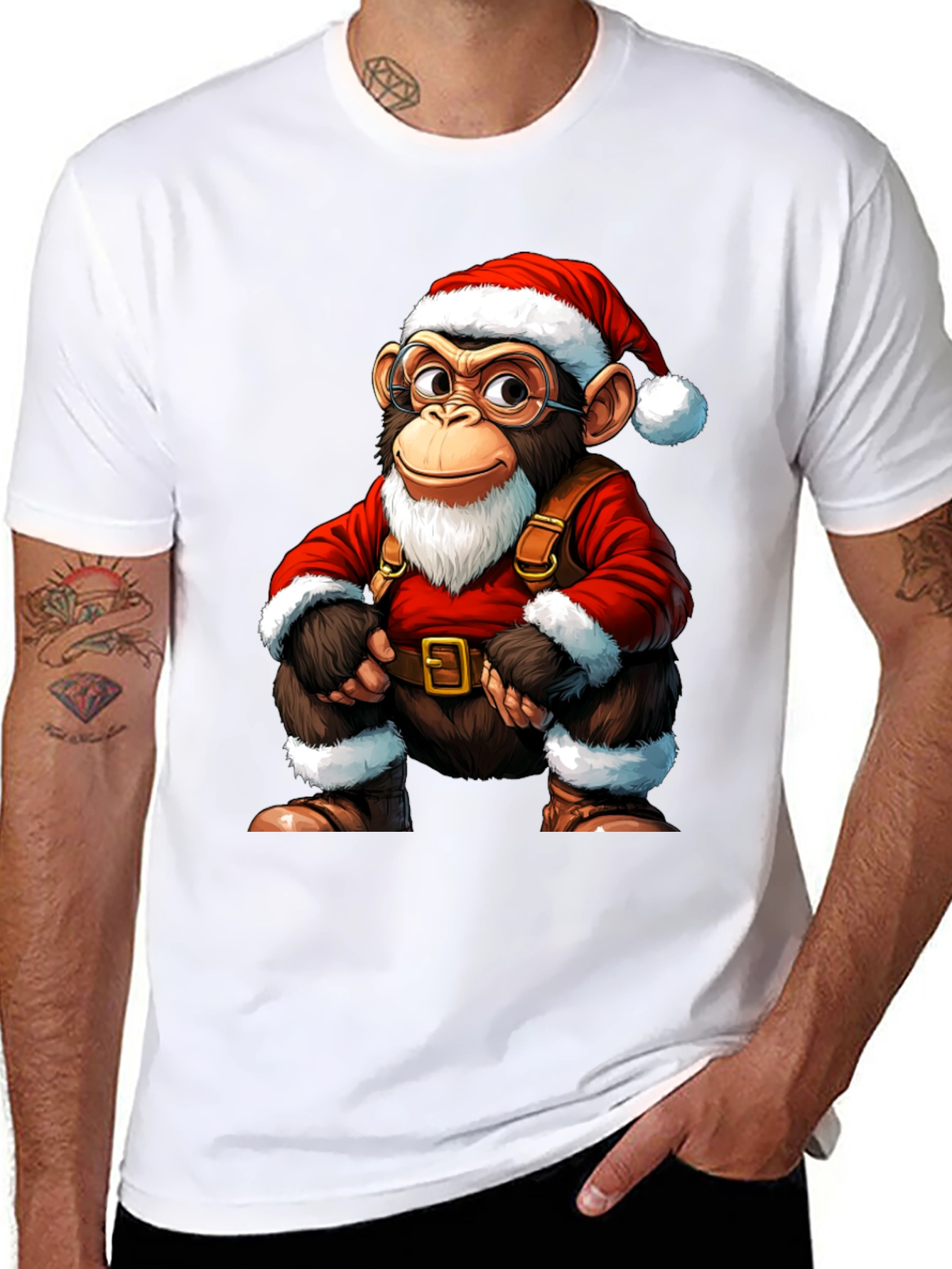 Santa Monkey T-Shirt - Holiday Cheer