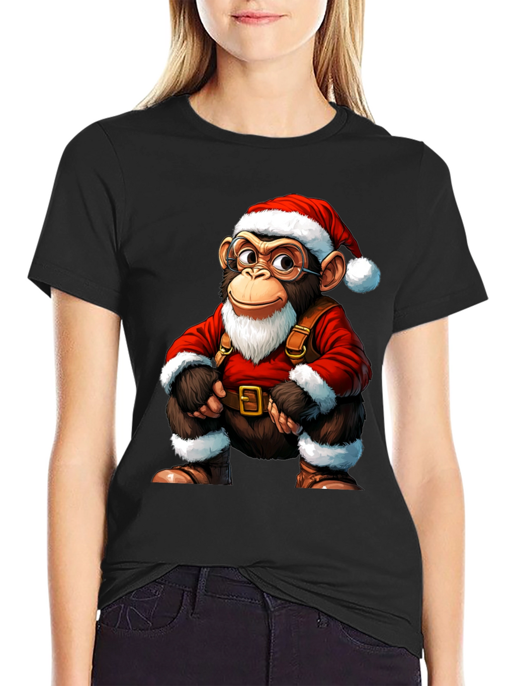 Santa Monkey T-Shirt - Holiday Cheer