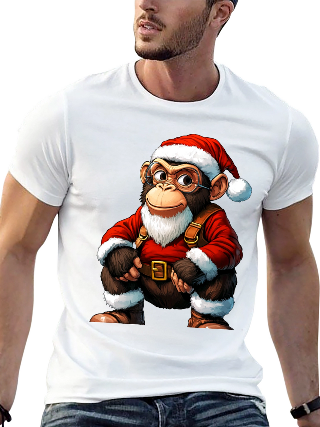 Santa Monkey T-Shirt - Holiday Cheer