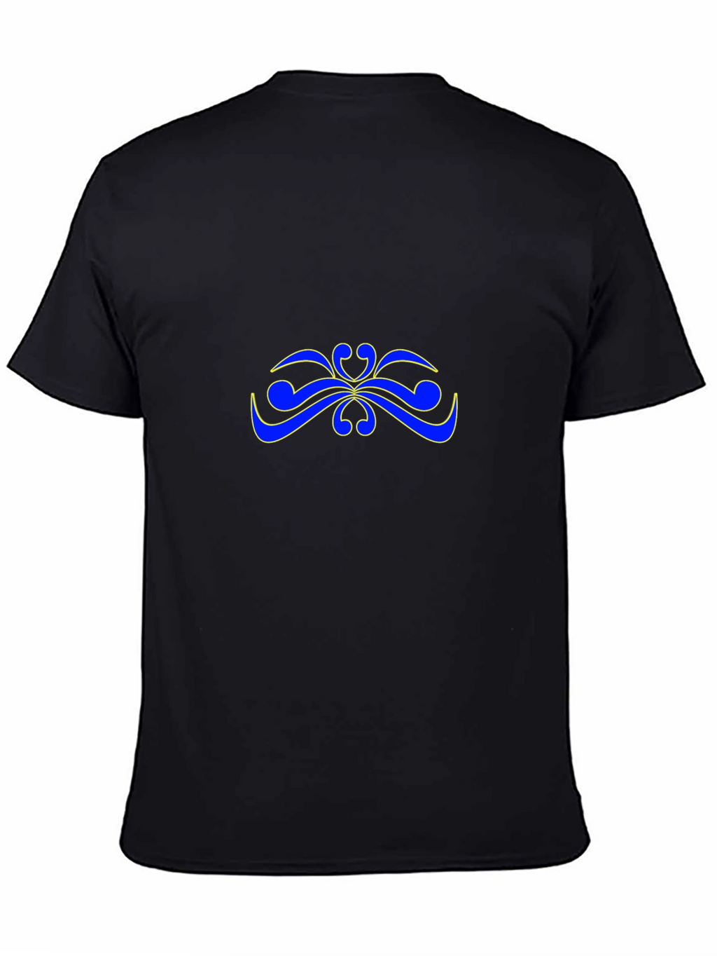 Stylish Black T-Shirt with Blue & Yellow Abstract Design